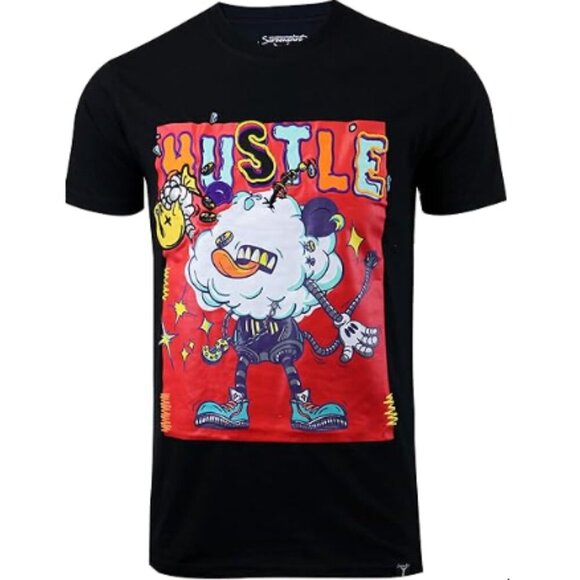 Screenshot Men's T-Shirt Size 3XL Black Hustle Animation Cartoon Design Crewneck - Picture 1 of 11